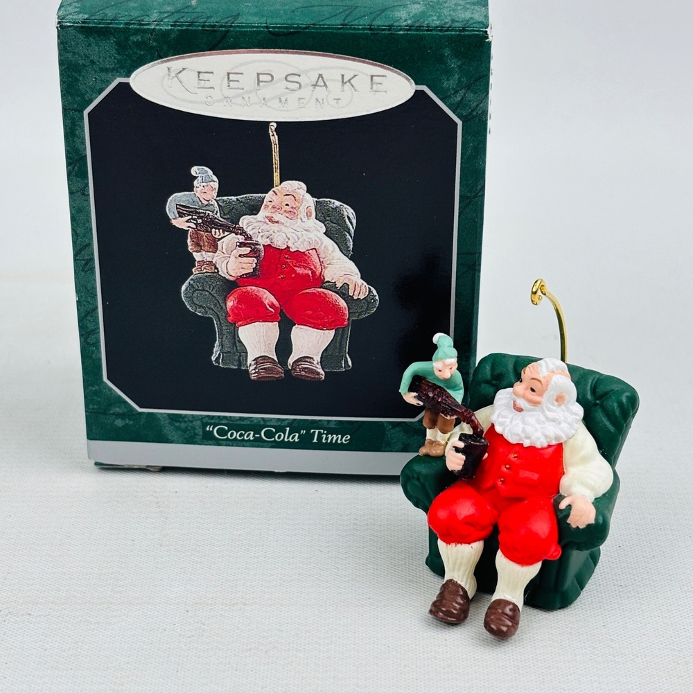 Hallmark Coca-Cola Time Santa Elf Coke Miniature Ornament‎ Christmas Keepsake